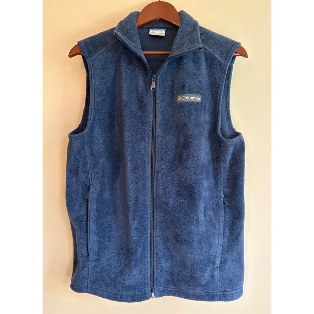 Columbia Fleece Vest Navy Blue Full Zip Men Size Small